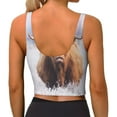 thumbnail image 3 of Haiem Cow Pattern Womens Sports Bra - U Neck Padded Low Impact Yoga Bra Workout Crop Top Gym Moisture-Wicking Workout Vest -Small, 3 of 9