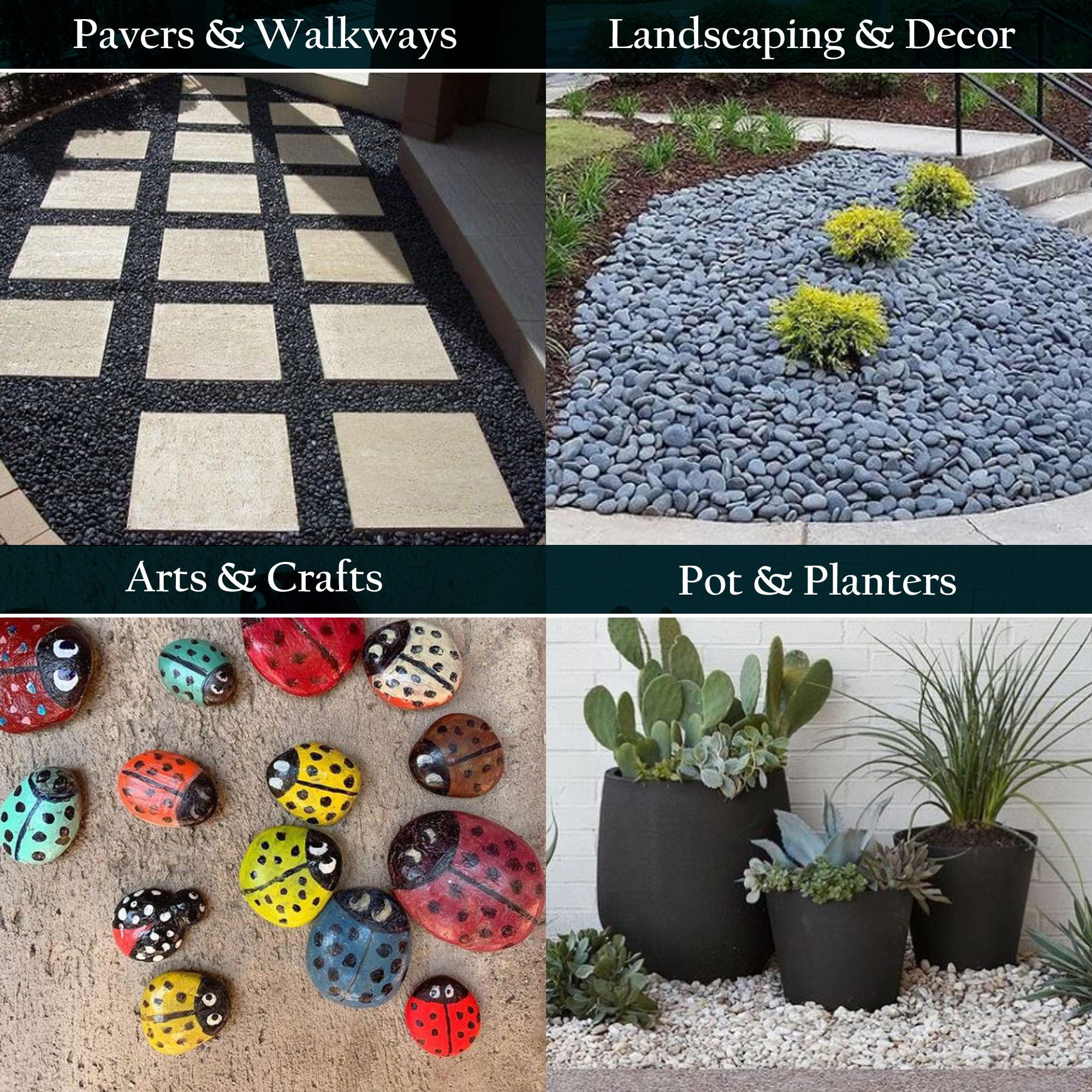 Rainforest Outdoor Decorative Natural Stone, Beach Pebbles, Green, 2-3" 30lbs.