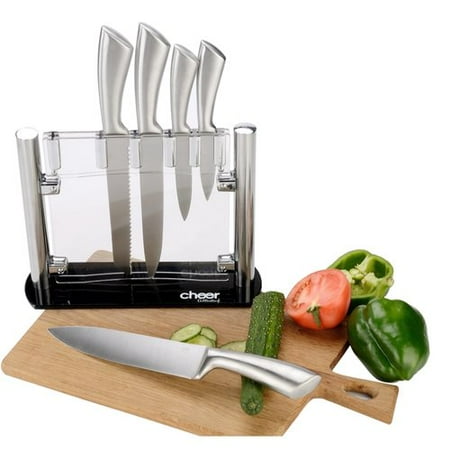 Cheer Collection 6pc Stainless Steel Kitchen Knife Set With Acrylic