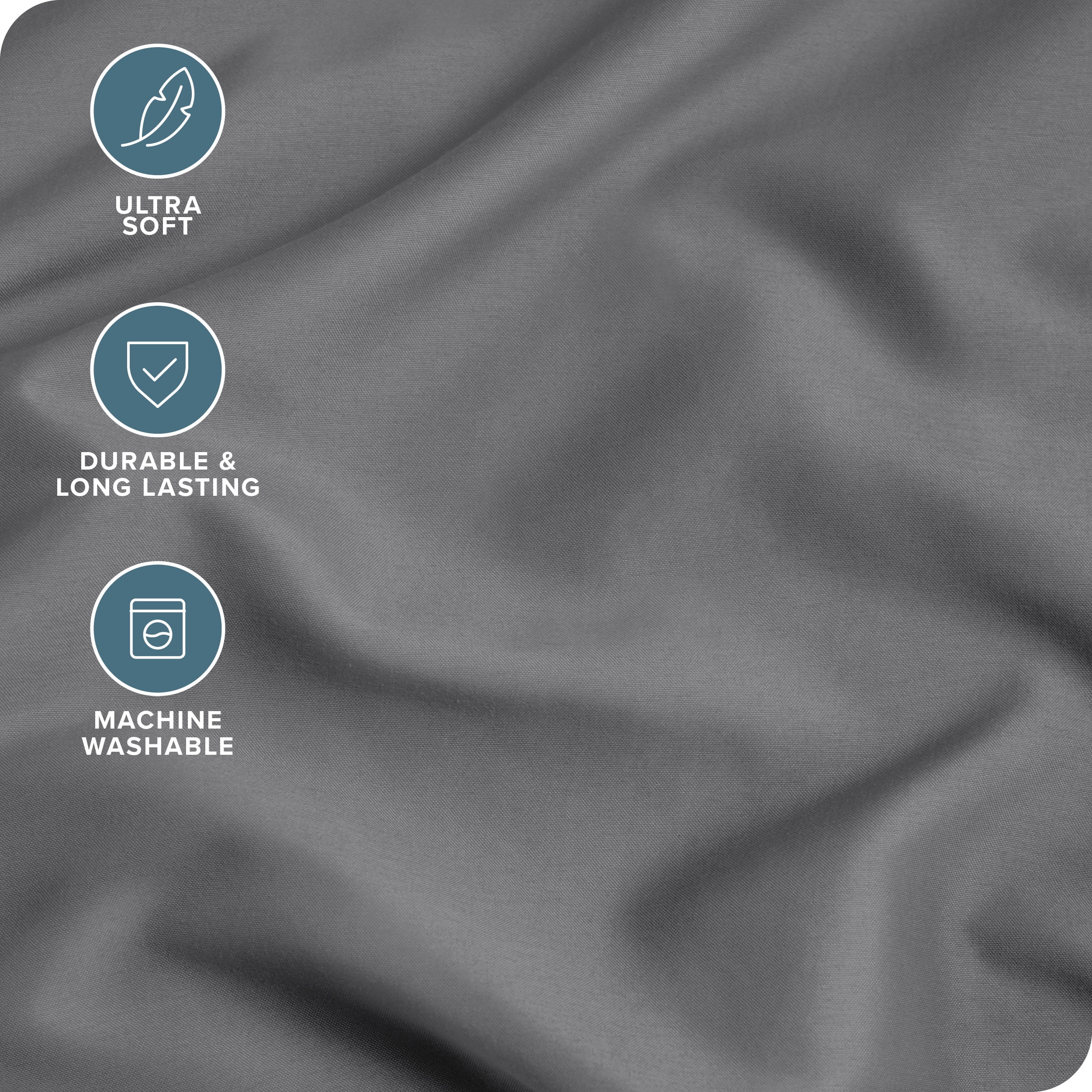 Bare Home Pillowcase Set - Premium 1800 Collection - Double Brushed - Ultra Soft - Standard Size, Gray, 4 Count