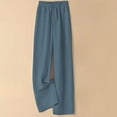 thumbnail image 2 of Buigttklop Women Loose Fitting High Waisted Cotton Linen Wide Leg Long Pants Appear Slim and Color Pants, 2 of 5