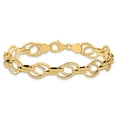 thumbnail image 3 of 14K Yellow Gold Fancy Necklace Chain Polished and Textured Link Bracelet 7.5 inch 11 mm, 3 of 6