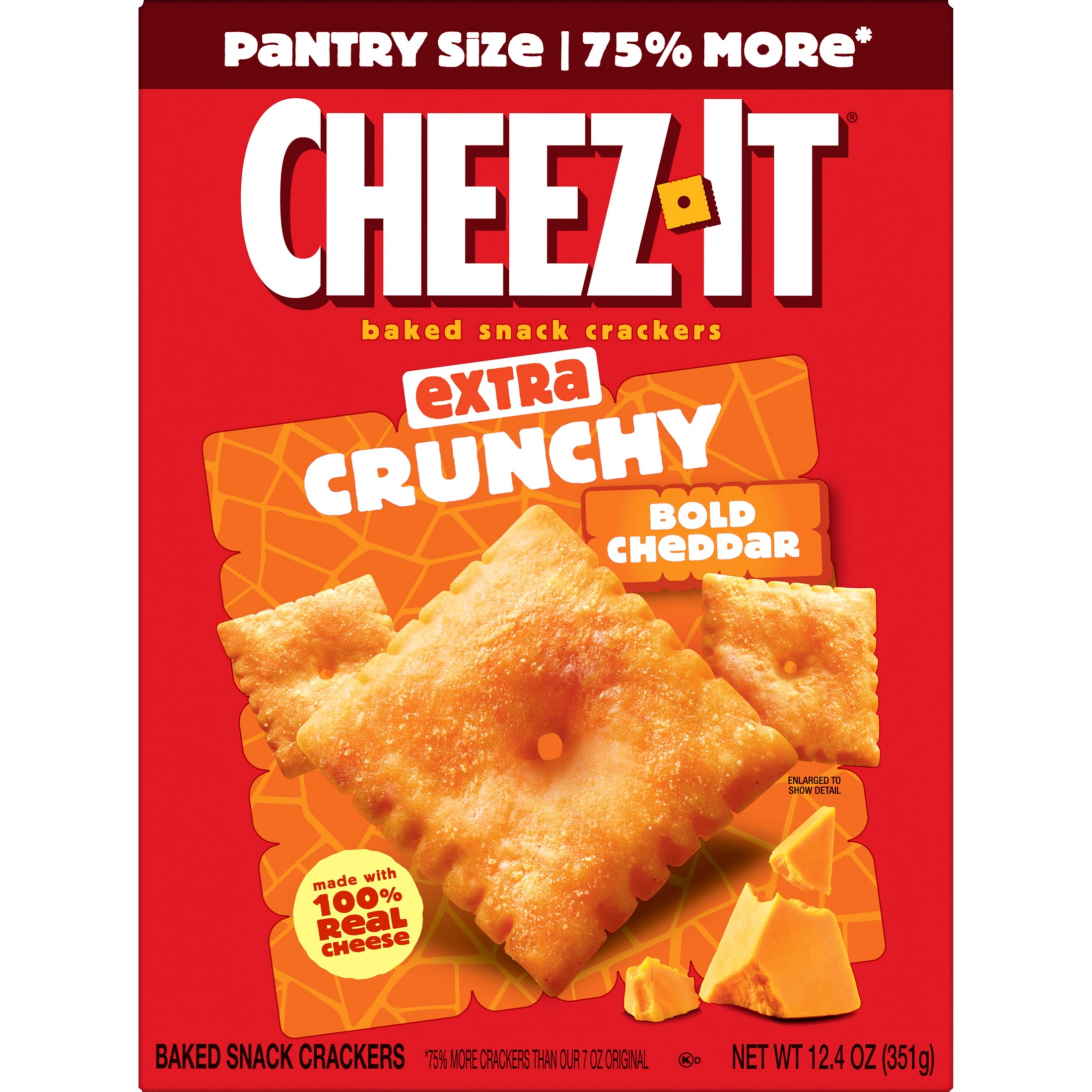 (2 pack) Cheez-It Extra Crunchy Extra Crunchy Bold Cheddar Baked Snack Crackers, Baked Snack Crackers, 12.4 oz