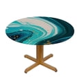 thumbnail image 3 of Awypu  Round Fitted Tablecloth Abstract Teal Blue Marble Print Table Cloth with Elastic Edged Waterproof Wipeable Round Table Cover for Patio Parties Outdoor Decor White, 3 of 7