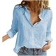 thumbnail image 3 of YUTANRAL Ropa de otoño para mujer 2022 Casual suelta cómoda talla grande Tops moda cuello en V manga larga Camisas para mujer Tops elegantes, 3 of 5