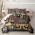 thumbnail image 2 of meiyoeat Southwestern Bear Deer Quilt King,Bohemian Exotic Style Aztec Geometric King Coverlet Set For Boys Kids,3pcs, 2 of 7