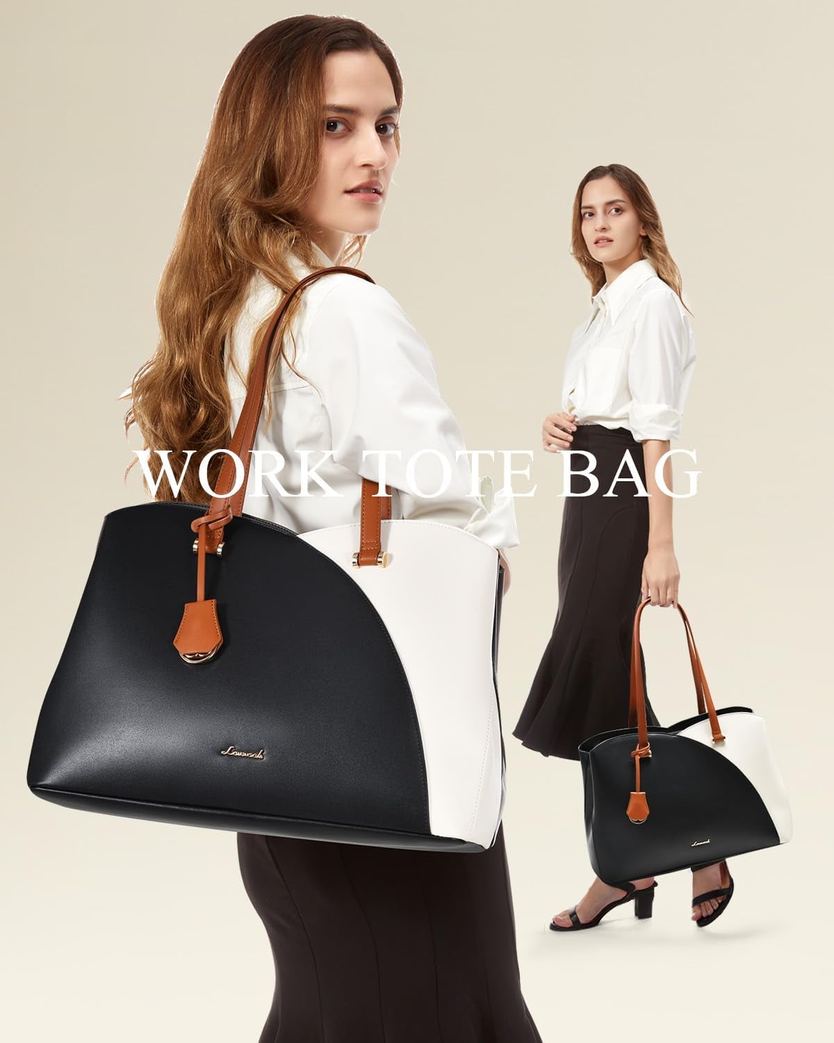 LOVEVOOK Laptop Tote Bag for Women, Work Bags Laptop Bag Teacher Tote Bag, Leather Computer Bag Large Purses Handbag Professional Briefcase, Black, Fits 15.6 Inch Laptop, Black