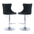 thumbnail image 5 of Tcbosik 2 Pack Counter Height Swivel Bar Stools, Velvet Upholstered Barstool with Button Tufted Back, 24.8"-33" Adjustable Pub Chair for Kitchen Island, Dining Room, Black & Silver, 5 of 11