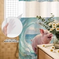 thumbnail image 3 of No Hook Shower Curtain, Surfing Pig Shower Curtains for Bathroom with See Through Top Window, Oil Painting Funny Animal Beach Summer Waterproof & Washable Bath Curtain Standard 72"x72", 3 of 9