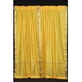 thumbnail image 4 of Rod Pocket Sheer Sari Curtains 80" W x 96" L matching tiebacks- Handcrafted Yellow Indian Drapes Unlined for light & airy ambience Perfect for Living/Bedroom/Dining Room Sold in Pairs, 4 of 5
