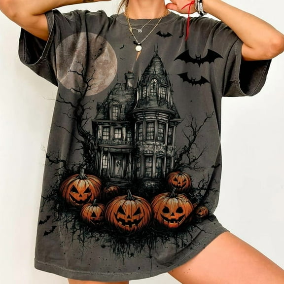 Vintage Halloween Shirt, Halloween Scene Shirt, Halloween Bats Shirt, Spooky Season Shirt, Retro Halloween, Halloween Pumpkin Shirt