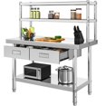 thumbnail image 1 of Mesa de acero inoxidable YITAHOME 48 × 24 con repisas y 2 cajones, 1 of 7