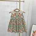 thumbnail image 6 of Baby Girl Romper Girls Summer Strawberry Pattern Lapel Sleeveless A Line Casual Dress Girls' Jumpsuits Green 120, 6 of 7