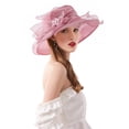 thumbnail image 1 of RZTA Sombrero de vestir de iglesia Kentucky Derby para mujer, ala ancha, flor de hoja, sombrero de despedida de soltera, 1 of 1