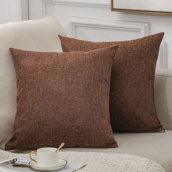 XmhyTop-A Throw Pillow, 2 Pack 45*45cm Linen Pillow Textured Pillow Boho Pillow Farmhouse Decorative Pillows for Living Room Bedroom Home Decoration,Brown