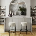 thumbnail image 2 of Isaac 24" Modern Backless Bar Stool with Round Soft Padded Boucle Seat and Metal Mid-Century Base, Boucle White/Black, Set of 2, 2 of 2