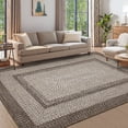 thumbnail image 2 of Garvee 5'x7' Printed Braided Rugs Farmhouse Bordered Carpet, Machine Washable Indoor Area Rug Non-Slip Low Pile Rugs for Living Room Bedroom Home Decor, Camel, 2 of 10