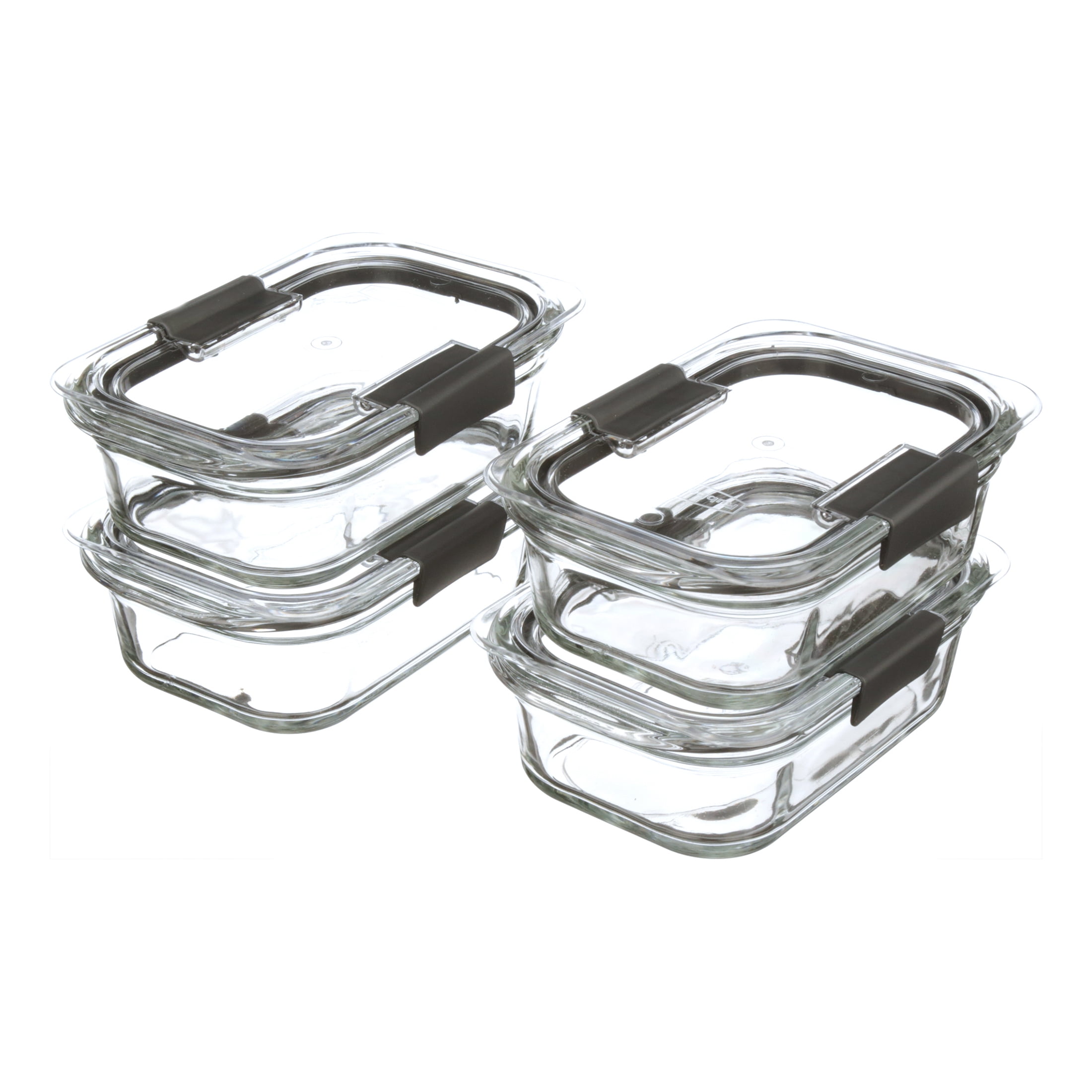 RUBBERMAID 2183406 Brilliance Glass Set of 2 Medium Food Storage  Containers, 3.2 Cup Rectangle
