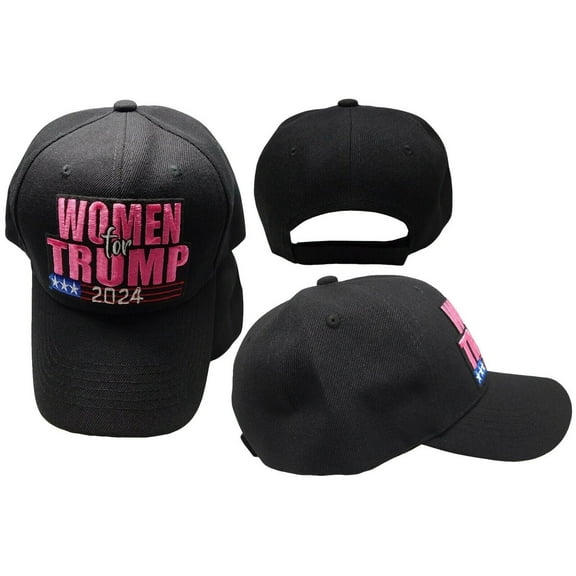 USA Black Embroidered Women For Trump Cap Hat