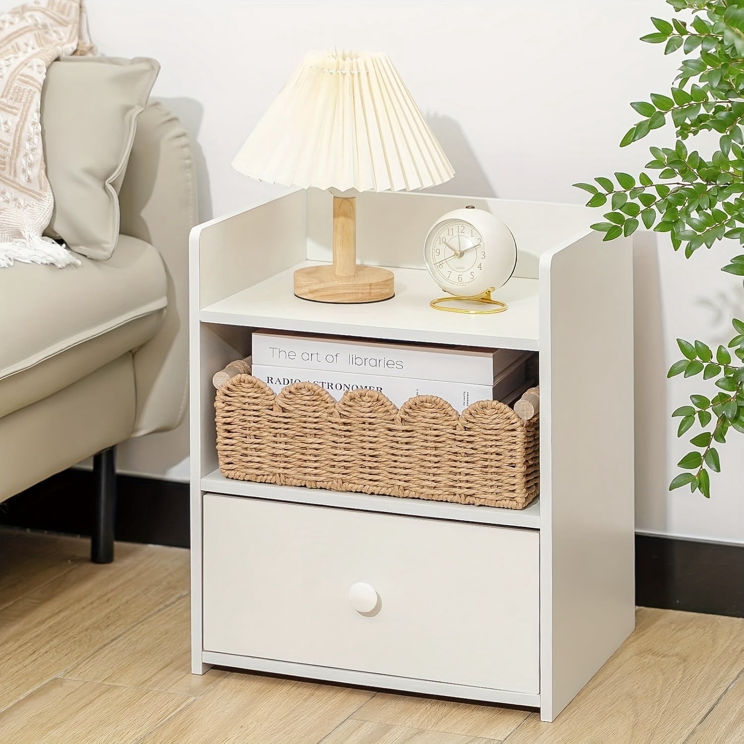 HuaArt 2 Pcs Paper Rope Scalloped Edge Decor Baskets, Toilet Basket for Over Toilet Storage Shelf, End Table, Neutral