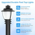 100W LED Post Top Pole Lights, DLC/ETL Listed 14000Lm Outdoor Circular Area Light Fixture Parking Lot Light 500w Equivalent Ip65 Waterproof Pathway Lamp Top Yard Light Street Pole Light 5 thumbnail image