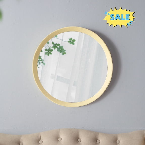 Tcbosik 20 inch Round Mirror, Wall Mounted Circle Mirror with Mango Wood Frame for Entryway, Bathroom, Bedroom, Living Room, Cream