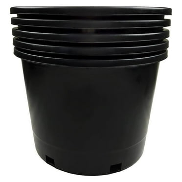 saney 5-Pack 10 Gallon Premium Black Plastic Nursery Plant Container Garden Planter Pots (10 Gallon)