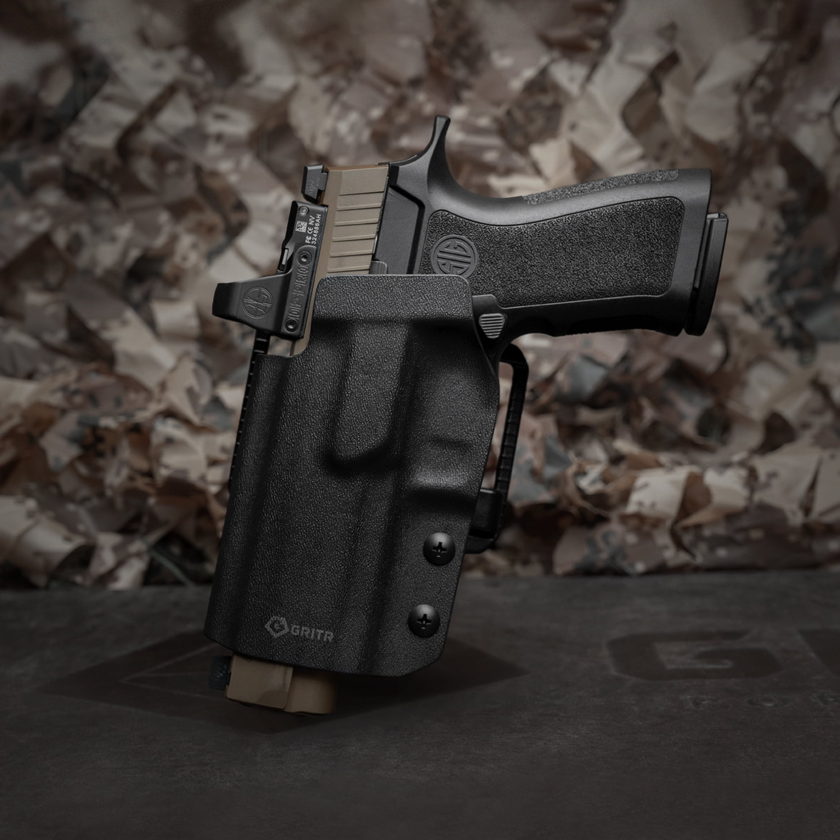 GRITR OWB Kydex Left Hand Gun Holster Compatible with Sig Sauer P320