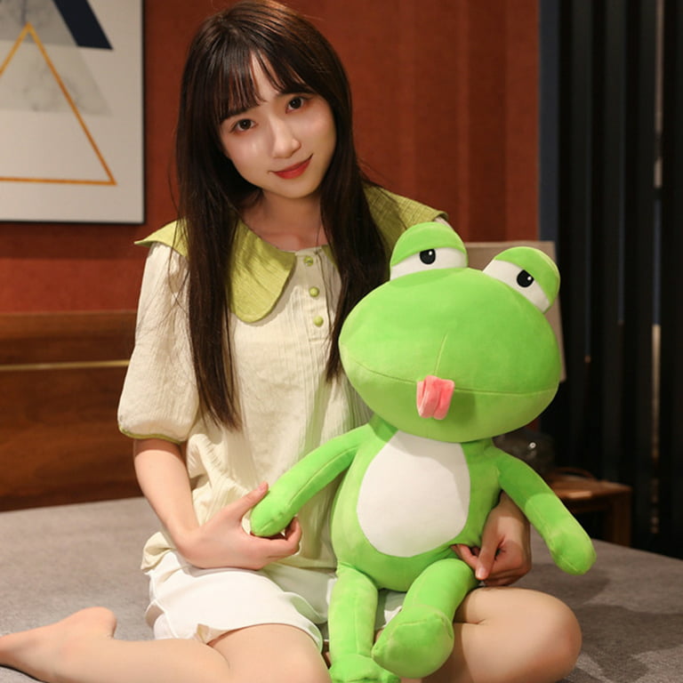 LIWEN Green Frog Plush Toy Pillow - Soft Tongue Out Stuffed Animal Doll for  Children, Cute Sofa Companion Birthday Gift 