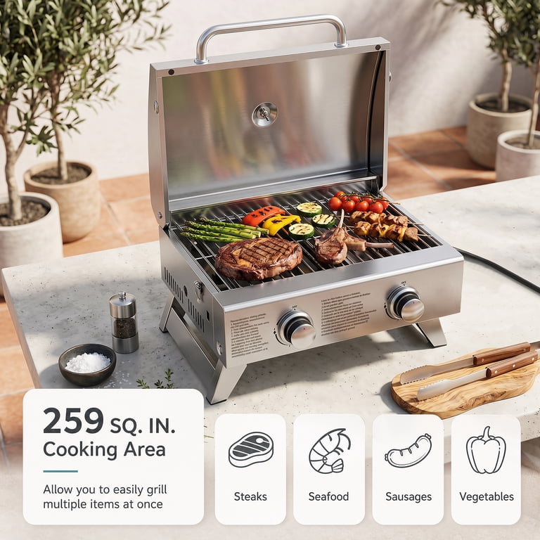 Costway Propane Gas Grill, 20,000 BTU Stainless Steel photo 2