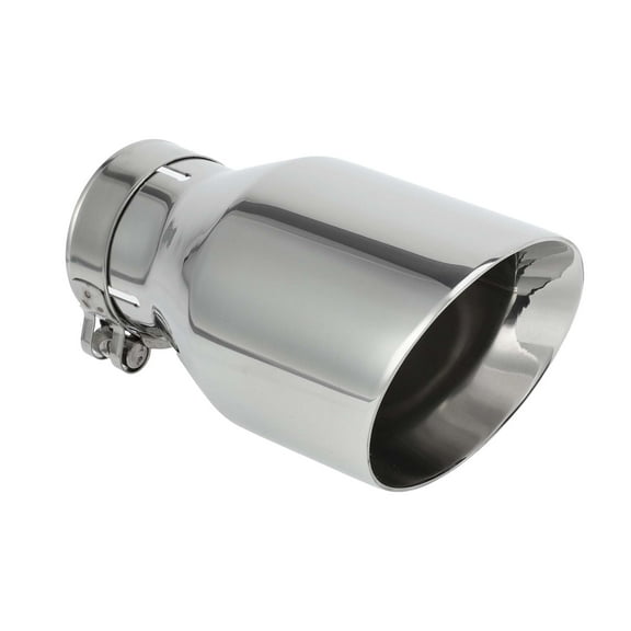 Unique Bargains 1 Set Slant Exhaust Tip 2.5" Inlet 4.1" Outlet Stainless Steel Silver Tone Clamp