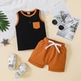 thumbnail image 5 of Toddler Baby Boy Summer Outfit Sleeveless T Shirt Top Casual Shorts Set Clothes 6 12 18 24 Month 2T,Orange, 5 of 7