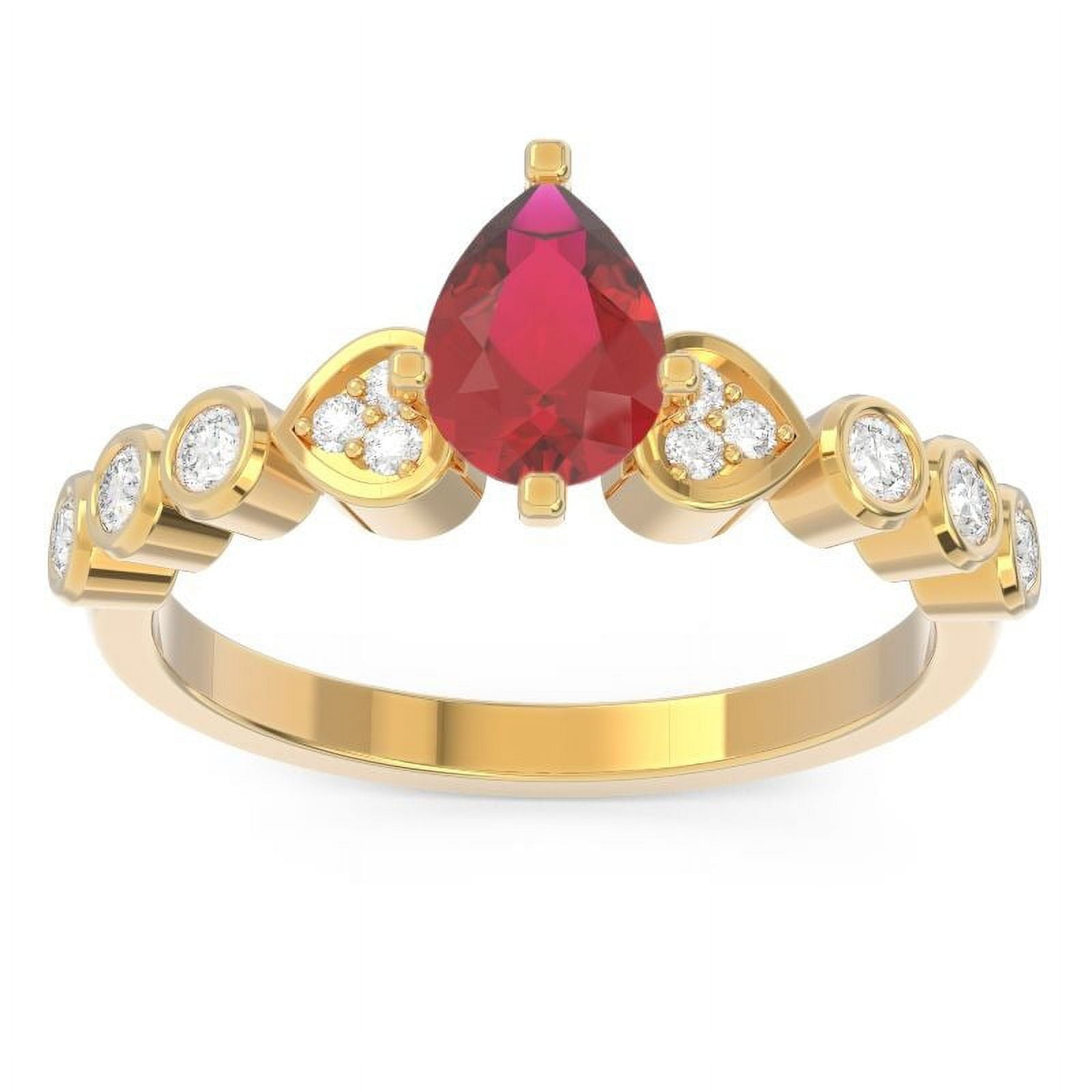 Bague Rubis Et Diamant – 3.25 Ct, Or Jaune 14k, Réglable, Occasion Mariage Anniversaire