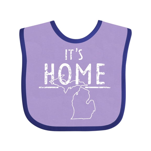 Inktastic It's Home- State of Michigan Outline Distressed Text Boys or Girls Baby Bib