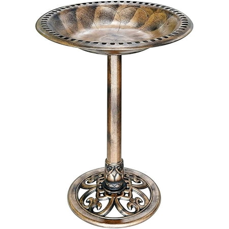 SPECSTAR Bird Bath  28 inch Height Polyresin Lightweight Antique Outdoor Garden Birdbath Copper