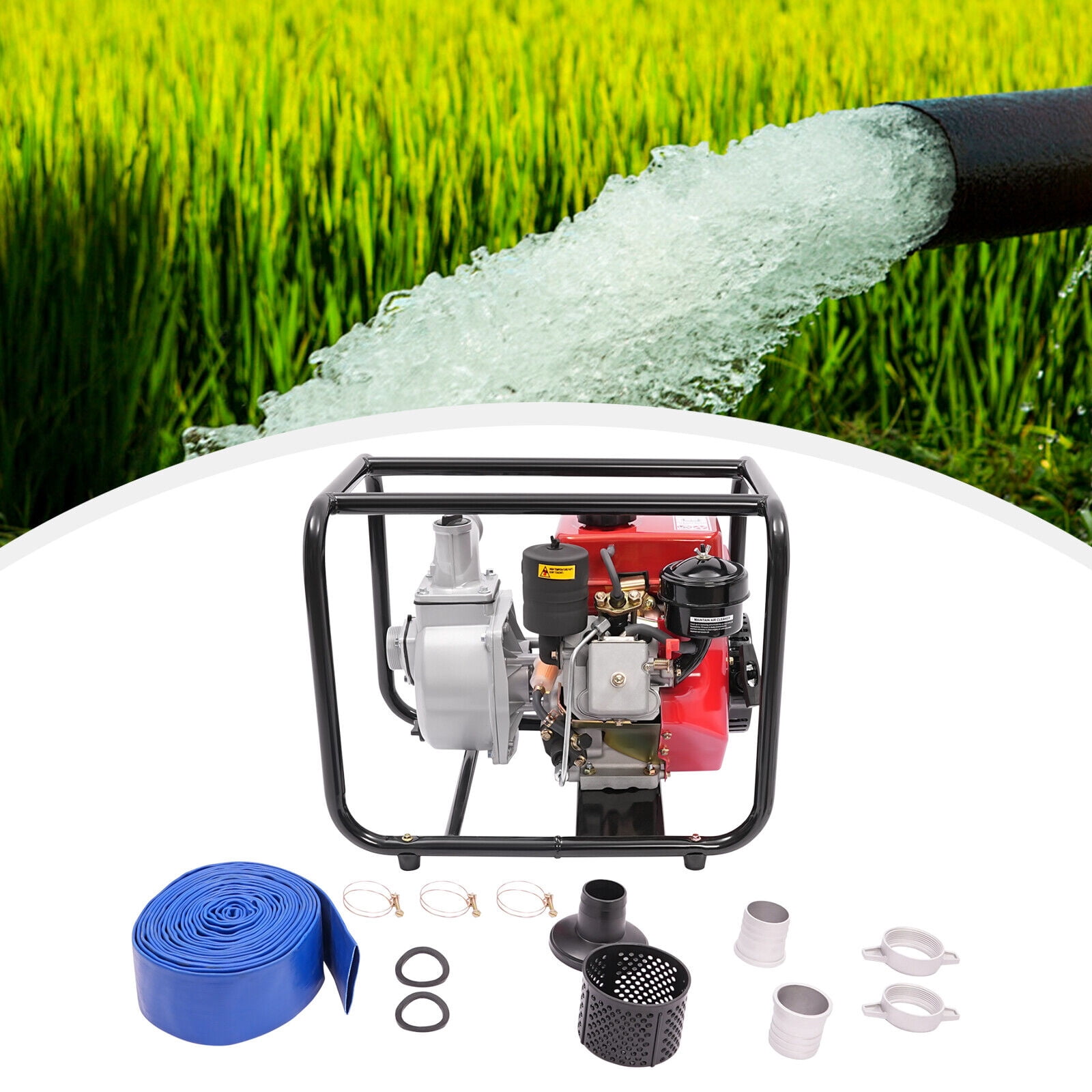 Diesel Water Pump 7.5HP 110GPM High Pressure for Farm Irrigation Firefighting Flood Drainage