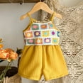 thumbnail image 2 of Zanarzt Toddler Girl Summer Jumper Girls Summer Sleeveless Casual Romper Spaghetti Strap Shorts Jumpsuit with Pockets Yellow,3-6 Months, 2 of 3