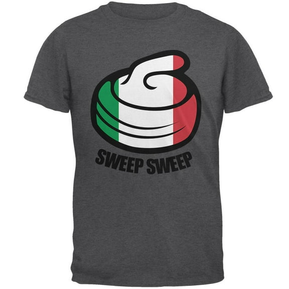 Winter Sports Flag Curling Sweep Sweep Italy Mens T Shirt Dark Heather 2XL