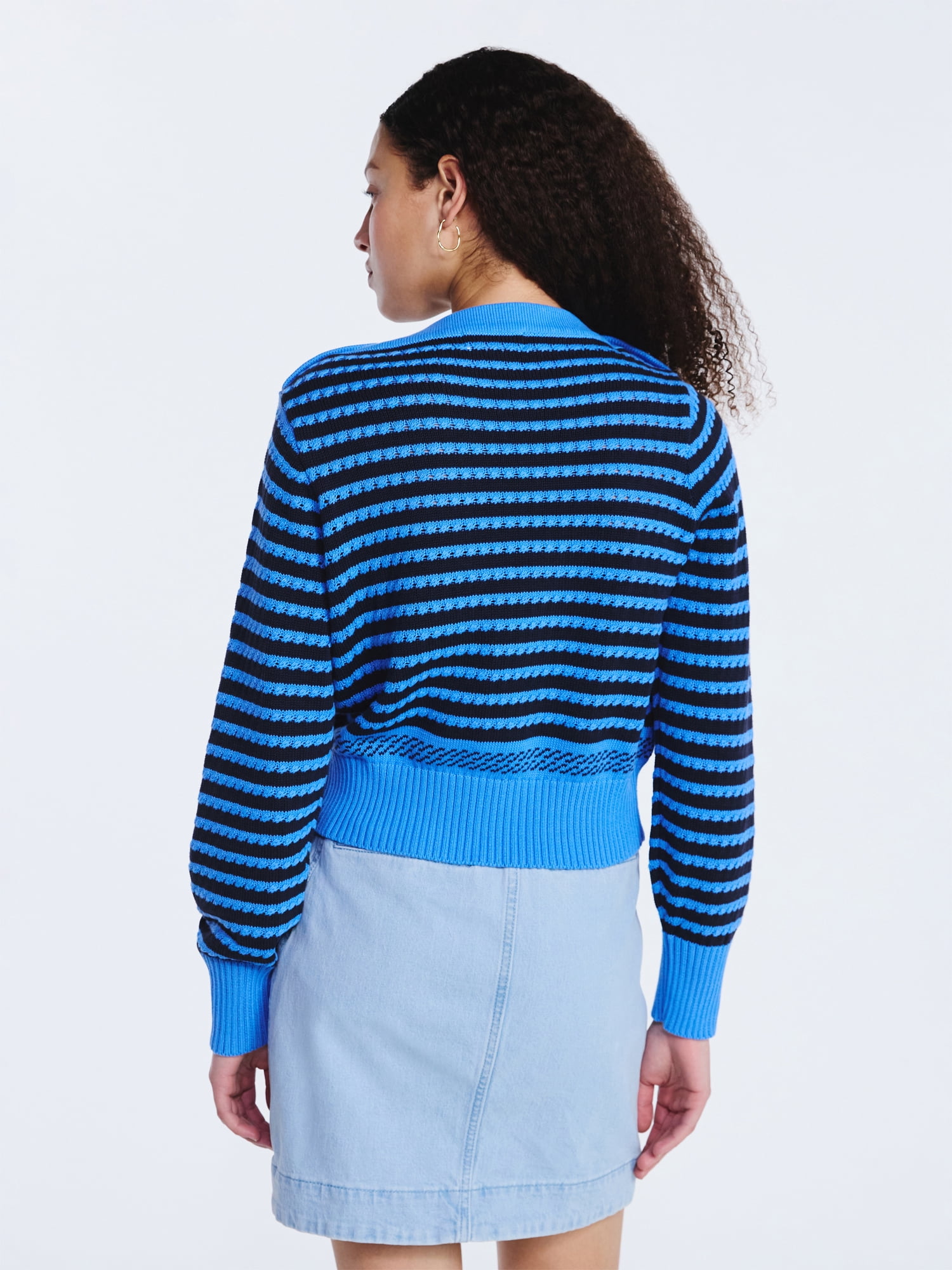 Free Assembly Women's Button Shoulder Sweater with Long Sleeves, Sizes XS-XXL
