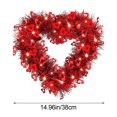 thumbnail image 3 of Valentines Day Heart Shaped Illuminated Floral Decoration, Red Plastic Valentine Decor, Waterproof Sunproof LED Lighted Heart Wreath, 30cm Durable Lightweight Decorative Accent, 3 of 5