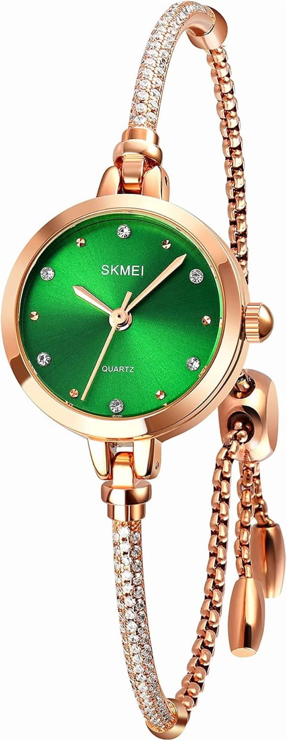 Watches Women Analog Quartz Watch Mosaic with Diamonds Bracelet Dress Watch for Female Waterproof Wristwatch with Rose Gold Bracelet