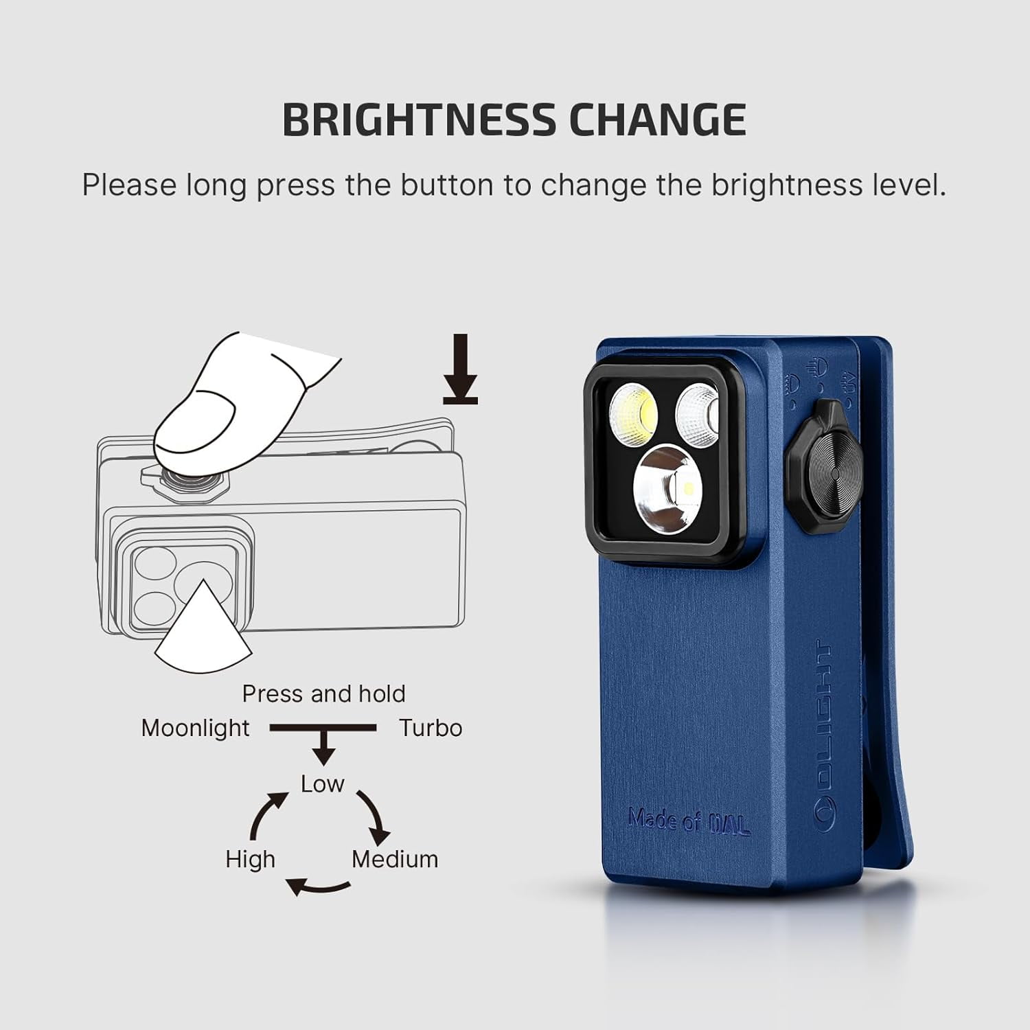 Olight Oclip Ultra 530 Lumen USB-C Rechargeable Clip-On Flashlight - Blue