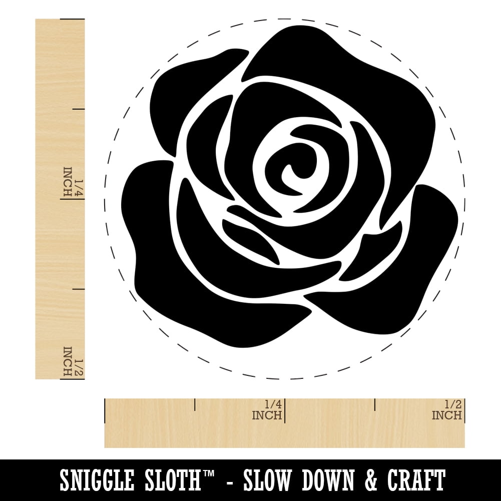 Rose Flower Solid Self-Inking Rubber Stamp Ink Stamper - Dry Pad (No Ink) - Mini 1/2 Inch