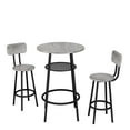thumbnail image 7 of UHOMEPRO Bar Table Set for 2, Industrial Counter Height Pub Table Set, 3 Piece Pub Table and Chairs with Backrest and Storage Shelf for Kitchen Apartment, Strong Metal Frame Support, Gray+Black, 7 of 7