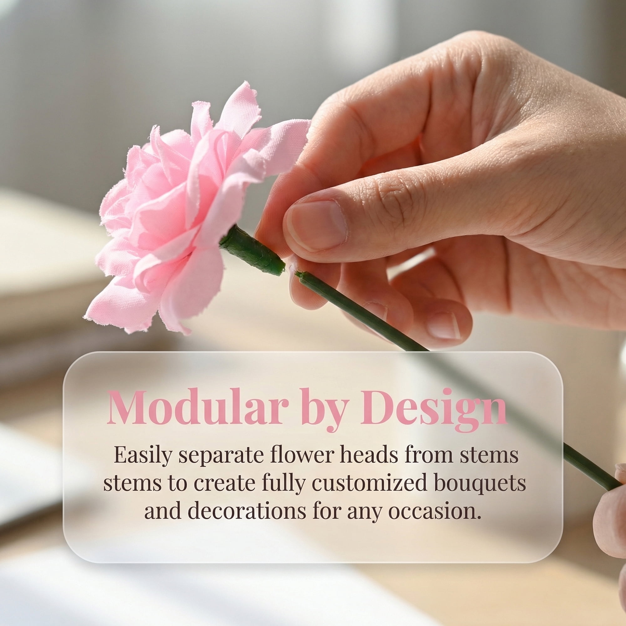 Unique Bargains Artificial Roses Silk Detachable Heads Flowers for Decor Pink 5.9 in