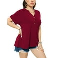 thumbnail image 3 of VERABENDI Women's Plus Size Tops Dropped Shoulder Short Sleeve Blouses Button Up V Neck T-Shirts,1X/2X/3X/4X, 3 of 6