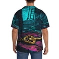 thumbnail image 3 of Lsque Lost Golden Key print Men's Cuban Collar Short Sleeve Shirt Summer Beachwear Casual Button Down Fashionable Vacation Leisure Shirt-3X-Large, 3 of 7