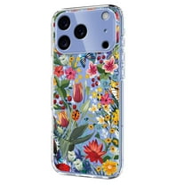 TECH CIRCLE for iPhone 17 Pro Max Flexible TPU Case [6.6ft Military-Grade Drop Protection] [Anti Peel Off Tech] Clear Cute Butterfly Flower Floral Pattern TPU Bumper Slim Cover for Women Girls,D