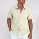 thumbnail image 1 of Blusa y camisa de manga corta con cuello vuelto y botones para hombre, estilo cárdigan vertical de manga corta con cuello vuelto y bolsillo, blusa de poliéster para hombre, 1 of 5