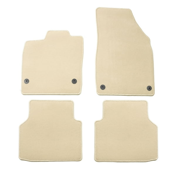 Ikon Motorsports Floor Mats Fits 2021-2025 Volkswagen ID.4 4DR Beige Nylon OE Fitment Style Front & Rear Floor Mats Anti-slip Carpets Replacement 4PCS